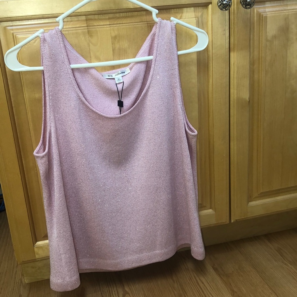 St. John Tank Top Pink Scoop Neck